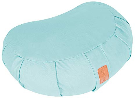 Gorilla Sports® Coussin de Yoga Demi Lune - Hauteur d'Assise 19 cm, en 100% Coton, Housse Lavable, avec Poignée, Rembourrage d'épeautre Bio, Couleurs au Choix - S'asseoir de Méditation, Pilates