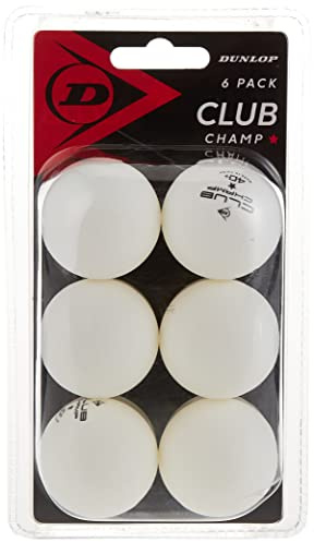 Dunlop Club Champ 6 - Pelotas de Ping Pong, Color Blanco, 6 Unidades, 1 Estrella TT, para Interior y Exterior, Entrenamiento, Principiantes y Jugadores avanzados