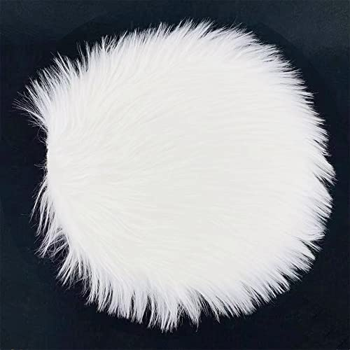 GISELA D Mini-Stuhlbezug aus weichem Kunstfell, Schaffell, weiß, Plüsch, für Foto-Hintergrund, Requisiten von Schmuck, Geschenk für Geburtstag, Hochzeit, Einweihungsfeier (rund, 40 cm)