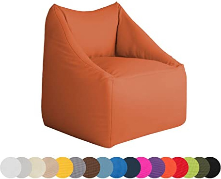 chilly pilley Mini Puf para Sillón Cojín De Suelo para Niños Cojín De Asiento Cojín De Jardín con Respaldo (Naranja)