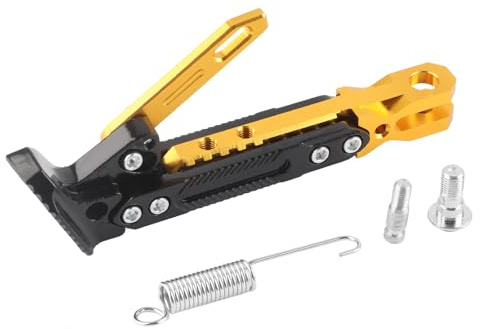 Seitenständer Roller Universal Motorrad Einstellbarer Ständer Aluminium Alloy Verstellbarer Fußseitenständer Motorrad Abstellstütze Fußstütze für Scooter Roller Electric Dit Pit Bike(Gold)