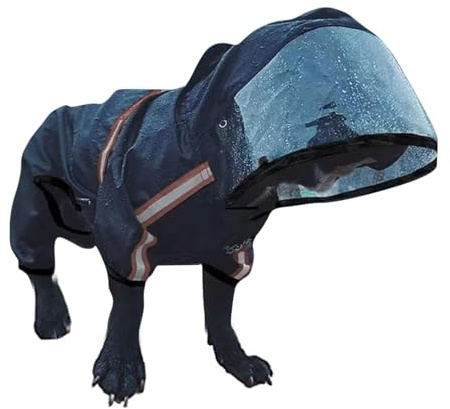 PETCUTE Regenmantel, Wasserdichter Regenmantel mit Kapuze, wasserdichte Regenjacke mit Reflektierendem Streifen, Ultraleichte Regen Kleidung für Kleine Mittelgroße Hunde