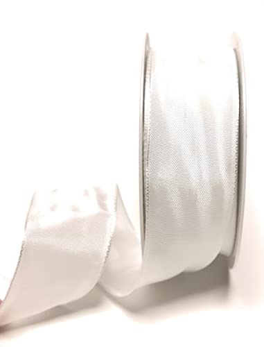 s.dekoda Schleifenband 25m x 40mm Weiß Drahtband Geschenkband Dekoband [2120]
