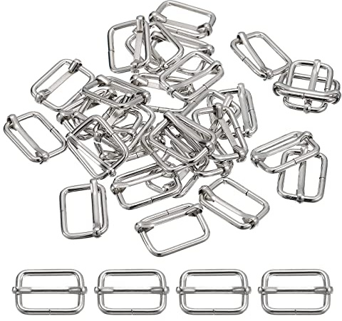 sourcing map Metall Gürtelschnalle 20x13x2.8mm, 30 Pcs Silber Leiterschnalle Kohlenstoffstahl Schiebeschnalle Taschenzubehör zum Nähen für Handtaschen, Geldbeutel, Rucksack Reparatur