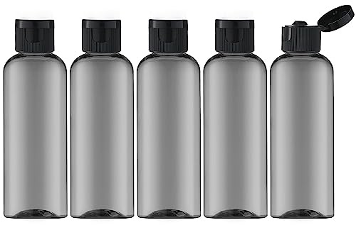 Toureal Shampoo Flaschen zum Befüllen 100ml - Reise Flasche aus Kunststoff Set Geeignet für Flugzeuge - Travel Size Shampoo Bottles for Toiletry - Kleine Reiseflaschen für Kosmetik 5 Stück Schwarz