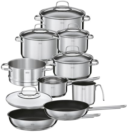 Bundle aus RÖSLE ELEGANCE GLOBE Topfset 10-tlg. mit Spaghettiheber, Schaumlöffel, Saucenlöffel, Gemüselöffel