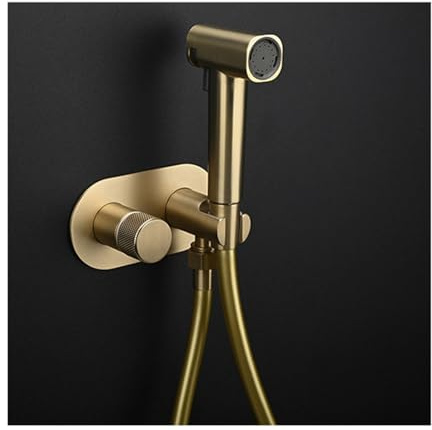 SWHC Bidet Handbrause, Messing Bidet Brause 2 Funktionen Jet Spray Toilet Unterputz Bidet Toilettensprüher Hochdruck Bidet Dusche WC Warm und Kalt Einstellbar Duschkopf mit Schlauch