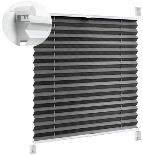 Faltrollos Für Fenster 120 x 140 cm Einfache Montage, Pflegeleicht Rollo Für Fenster Inkl. Aller Montage-Teile für Schlafzimmer, Dunkelgrau
