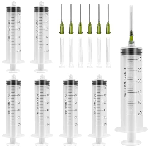 6 Pièces 60ML Seringue Plastique, Seringue Avec Aiguille, Répétable Grosse Seringue, Seringue Pour Distribution, Expérience, Mesure De Liquides, Distribution