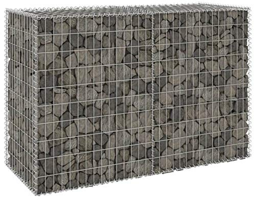 BaraSh Gabion Wall Mesh Wire Stone Basket Galvanised Iron Stone Basket Outdoor Spiral Planter Retaining Wall,Gabion Wall with Covers Galvanised Steel 150x60x100 cm