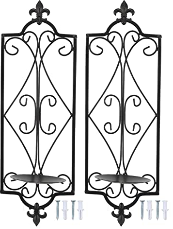 2 Stück Wandleuchter Kerzenhalter Hängende Eisen Wand Kerzenhalter Hängende Stumpenkerzenhalter Wand Kerzenständer Dekorationen Wohnzimmer Esszimmer