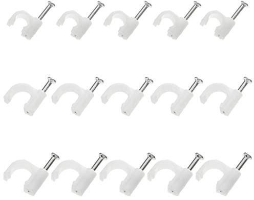 Homoyoyo Clips para Cables de Red 6-8 Mm para Hogar y Oficina, Juego de 300 Piezas de Abrazaderas Clavos de Acero y Plástico Pe, Resistencia Corrosión y Aislamiento, Gestión de Cables