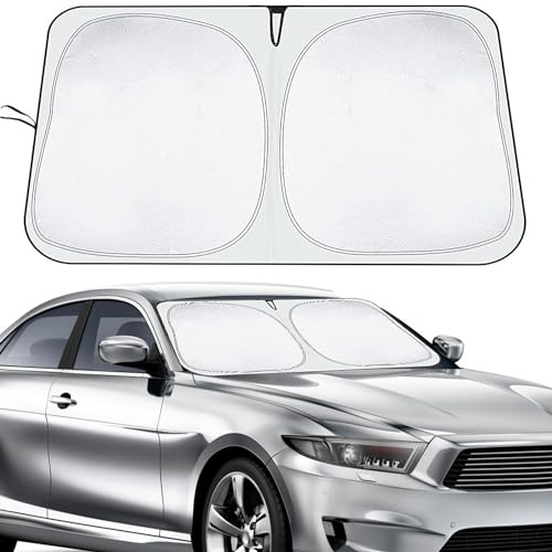 KEELYY Pare Soleil Voiture Pare Brise Avant, 140 x 70 cm, Protection Solaire Voiture, Pliable, Pour l'été