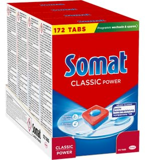 Somat Classic Power Spülmaschinen Tabs 688 (4x172 Tabs), Geschirrspül Tabs mit Fettlösekraft für kraftvolle Reinigung, Spültabs für strahlend sauberes Geschirr sogar bei niedrigen Temperaturen