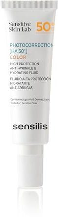Sensilis Photocorrection HA SPF50+ Color - Crema Facial con Fotoprotección Alta, Hidratante y Antiarrugas, Con Acido Hialurónico y Provitamina D3, Para Piel Sensible 50 Ml