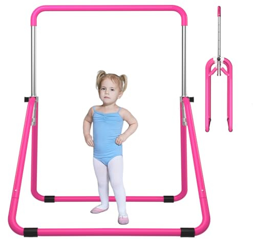 DOBESTS Barra de gimnasia para niños, equipo de gimnasia para el hogar, plegable, barra de entrenamiento junior, barra extensible para niños de 3 a 7 años