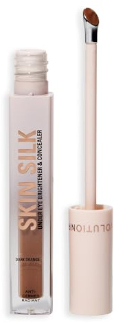 Revolution Skin Silk Radiant Serum - Illuminateur contour des yeux - Hydrate et lisse avec acide hyaluronique et squalane - Vegan & Cruelty-Free - Dark Orange - 4 ml