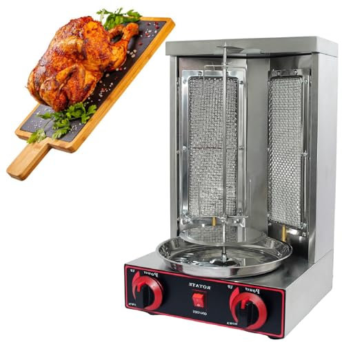 Asador Vertical para Kebab, asador de Kebab Turco para Doner de Pollo, máquina Comercial de Gas para shawarma, máquina Vertical para Kebab a GLP, Plateada, 110 V