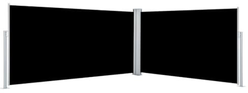 OHOOWOO Toldo lateral retráctil negro 160x600 cm,Cortina retráctil de privacidad para jardín y terraza, de hasta 6 metros de ancho Paraguas y sombra