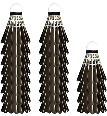 WIYETY Lot de 12 balles de badminton noires : volants en plumes d'oie avec tête en liège, entraînement sportif à haute vitesse pour le jardin, volant de badminton en plume d'oie pour le sport en