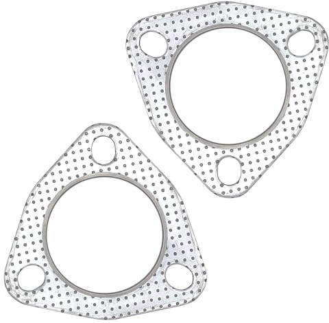 YGQ Exhaust Gasket 3-Bolt Muffler Flange Header High Temperature w/Fire Ring Replacement 2 Pcs (2.25 Inch)
