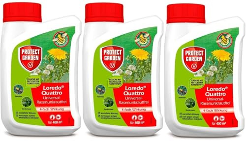 3 X 400ml Loredo Quattro Universal - Rasenunkrautfrei