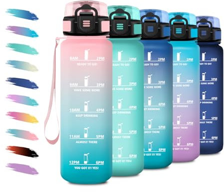 KollyKolla Borraccia 500ml, Borraccia Bambini con Filtro, Bottiglia Acqua Motivazionale con Scala Temporale, Facile Pulizia, Bottiglia Scuola per Ufficio, Bambini, Campeggio, Viaggio, Corsa, Ciclismo