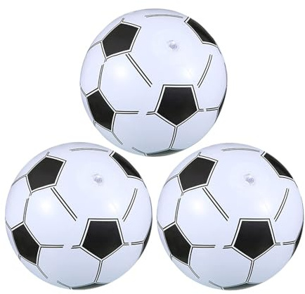 Bojueshaw 3Pcs Inflatable Beach Balls,Soccer Ball Blow Up Beach Balls,PVC Pool Footballs for Summer Sports Game Party Supplies