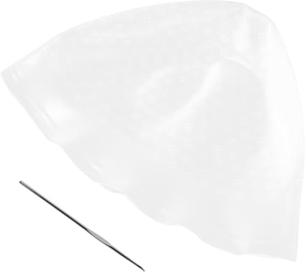 SHERCHPRY Cuffia per Tintura Chioma in Silicone Riutilizzabile con Gancio Metallico, Tappo Colorante Flessibile Bianco per Colpi di Sole Professionali a Casa, Strumento Salone per Meches