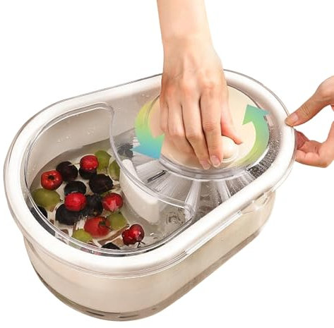 Tuxuseo Fruit Spinner - Manual Fruit Spinner with Washing Function | Large Capacity for Food Preparation for Grapes, Berries, Salad & More