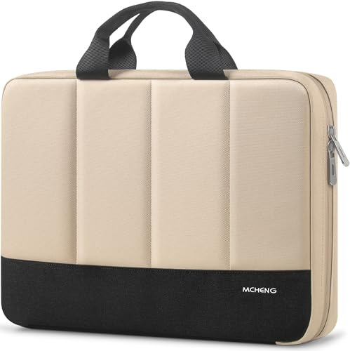 MCHENG Laptoptasche 15,6 Zoll Rundum-Schutz Laptophülle, Wasserabweisende Notebook Tasche für 15,6 Zoll HP/Dell/ASUS/Lenovo Chromebook, MacBook Air 15, Beige