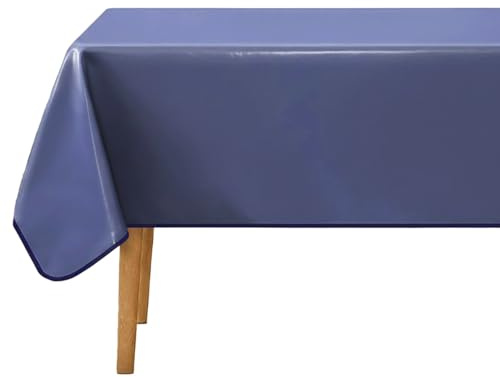 Tischdecke 140x180 cm | Gartentischdecke wetterfest Outdoor | Wachstuchtischdecke für Innen und Außen, Wasser- und schmutzabweisend | Tischdecke abwaschbar und lebensmittelecht | Tiefblau