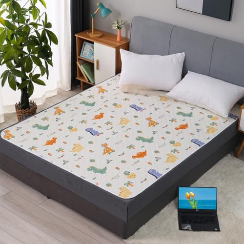 Hearda Alèses de Lit Absorbantes Lavable pour Incontinence, Adultes et Enfants, Draps Protège-Matelas Imperméables Imprimés Mignons, Coussins de Chaise pour Incontinence (Dinosaure 1,150x200cm)