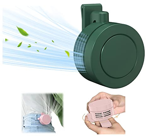 Ventilador portátil, mini ventilador de clip de cintura, mini enfriador de aire de 360 grados, ventilador de cinturón USB con clip manos libres, ventilador de cuello sin alas de 3 niveles para