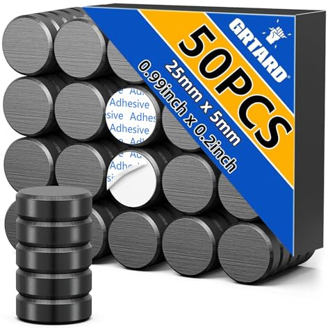 Grtard 50 Pack 1 Inch (25 mm) Magnets with Adhesive Backing