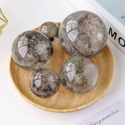 Rstnunssy Phantom Quartz Crystal Ball - Garden Quartz Crystal Sphere Meditation Balls for Witchcraft and Decorative Balls, Meditation & Feng Shui Home Decor (40-50mm)