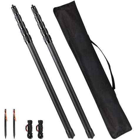 LALAGO 2er Set Kohlefaser Zeltstange Teleskop, 210cm Verstellbares Teleskopstange für Zelte, Ultraleichte Ultrastarke Markise Stangen, Teleskopierbare Zeltstangen, Sonnensegel Stange für Camping