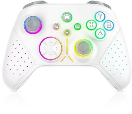 Nonbliep LED Wireless for Xbox Controller, Compatible with Xbox Series X|S, Xbox One, Windows 10/11, Gaming Controller with Turbo, Macro, 3.5mm Audio Jack, Dual Vibration White