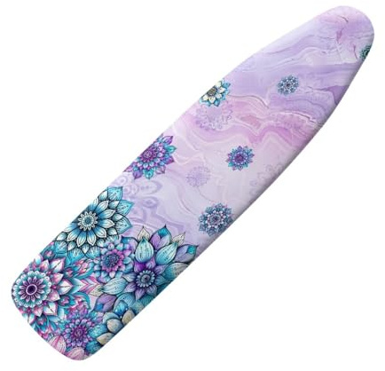 Copri Asse da Stiro Fiore Mandala Viola Copriasse da Stiro Riflettente al Calore per Stiratura Rapida Mollettone Copertura Copri Ferro da Stiro Universale Montaggio Facile 140x50cm