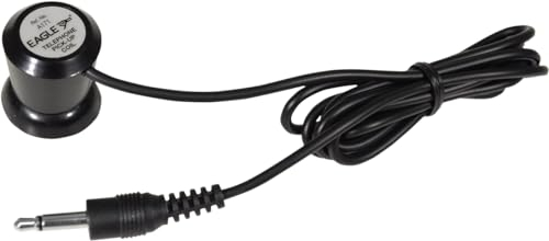 Black Telephone Pickup Coil With A Sensitive Microphone Mounted To A Suction and Connected To A Lead Terminated With A 3.5mm Mono Jack Plug