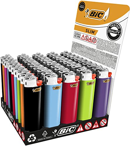 BIC Slim Feuerzeuge mit bis zu 1.800 Zündungen - Tray mit 50 Stück