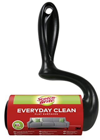 Scotch-Brite Rodillo Quitapelusas de Uso Diario Everyday Clean para Grandes Superficies - 1 Rollo de 56 Hojas - Funciona Muy Bien en Pelo de Mascotas, Ropa, Muebles y más