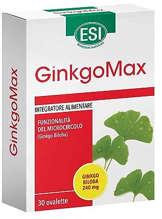 ESI - Go Up GinkgoMax, Integratore Alimentare a Base di Ginkgo Biloba, Favorisce le Funzionalità Cognitive e il Corretto Microcircolo, Senza Glutine e Vegetariano, 30 Ovalette