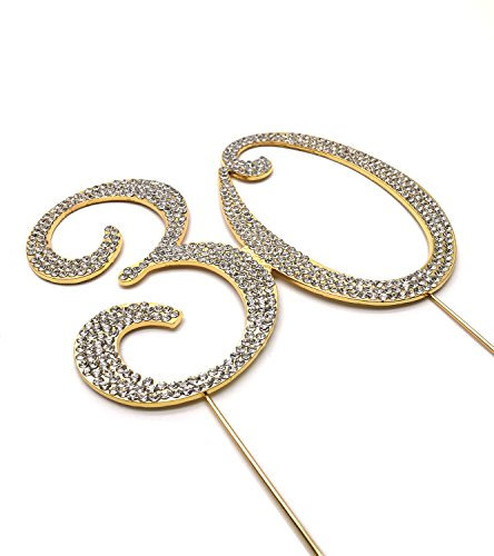 World of Sparkles 12cm Curly Cake Toppers with Clear Diamante Rhinestones Diamonds with Gold Base for Anniversary, Birthday Kids Children Adults Party Shows Functions