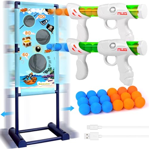DX DA XIN Moving Shooting Target Games Indoor Outdoor Garden Toys for Boys | Kids Shooting Game Toys 2 Speed Modes with 2 Popper Guns 18 Foam Balls Birthday Xmas Shooting Toys for Kids Gifts Ideal