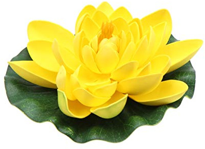 HEMOTON Künstliche Lotus Lotusblume Schwimmende Seerose Lotusblüte Lotusblatt für Garten Deko Gartenteich Pool Aquarium Fisch Teich Wasserpflanzen