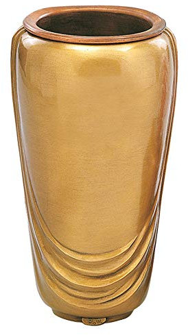 REAL VOTIVA FONDERIE D'ARTE Portafiori in Bronzo - Linea Pelike (cm 20, a Terreno, Interno plastica) [T.03.1302/20/PL]