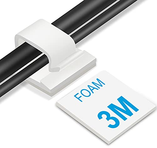 Adhesive Cable Clips White (Large, 45 PCS), Upgraded Wire Clips for Electric Wires, Cord Holders Management Under Desk, Car, Extension Cord, Ethernet Cable, LED Lights