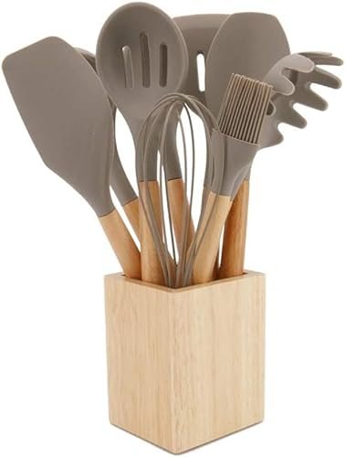 Set d'Ustensiles de Cusine Professionnel Ensemble d'ustensiles de Cuisine en Bois, cuillères en Bois for Cuisiner Ensemble de spatules de Cuisine en Bois de Teck Naturel for y Compris Le Paquet de 7