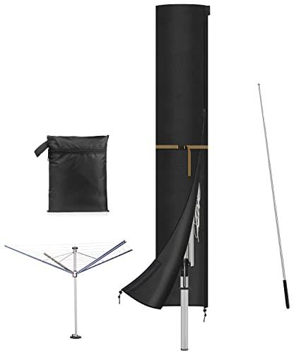 VANSHEIM Rotary Dryer Washing Line Cover - Clothes Airer Protective Waterproof Fabric With Rod Parasol for Garden Dryer and Airer - 185x32cm